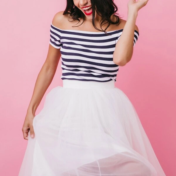 White Dress with Black Linesthumbnail 
